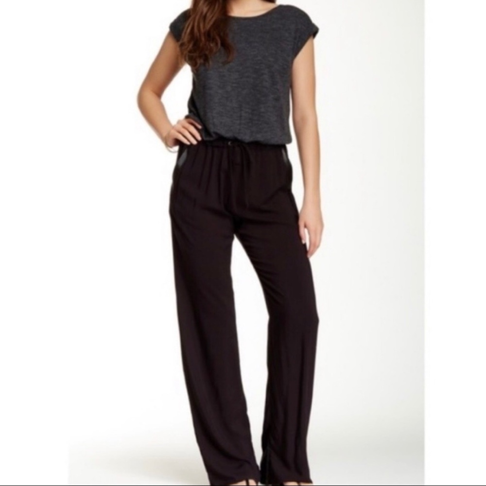 Splendid Cozy Melange Faux Leather Trim Jumpsuit